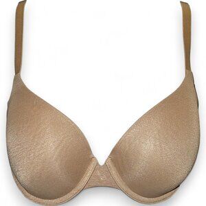 Victoria's Secret Uplift Semi Demi Nude Beige T-Shirt Bra Underwire Padded 34D